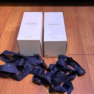 Louis Vuitton White Perfume Boxes with Dark Blue Ribbons